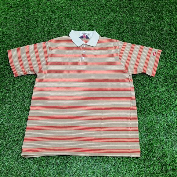 Vintage 80s LEVIS Stripes Polo Shirt M/L 21x27 Brown - Picture 1 of 12